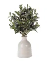 D&w Silks Olive Spray In White Ceramic Bottle In Green