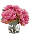 D&w Silks Pink Peonies In Glass Vase