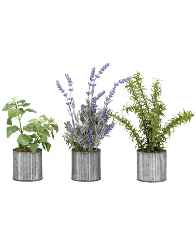 D&w Silks Set Of 3 Basil In Multi