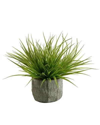D&w Silks Wild Grass In Concrete Bowl