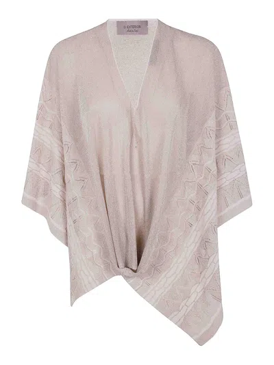 D Exterior Embroidered Luc Cape In White