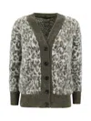 D Exterior Animal Print Cardigan In Green
