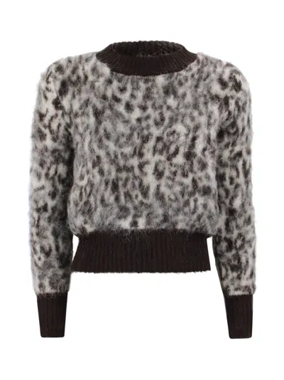 D Exterior Animal Print Sweater In Multi