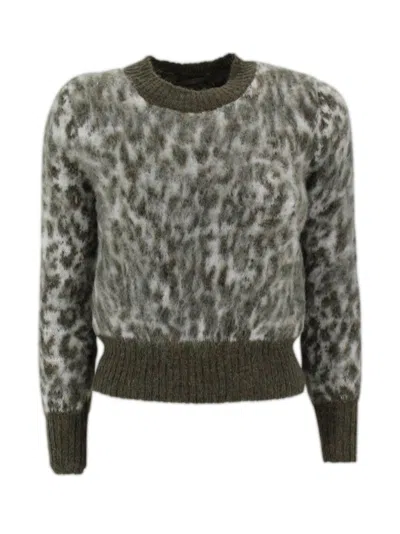 D Exterior Animal Print Sweater In Multi
