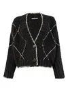 D Exterior Cardigan With Geometric Pattern In Black