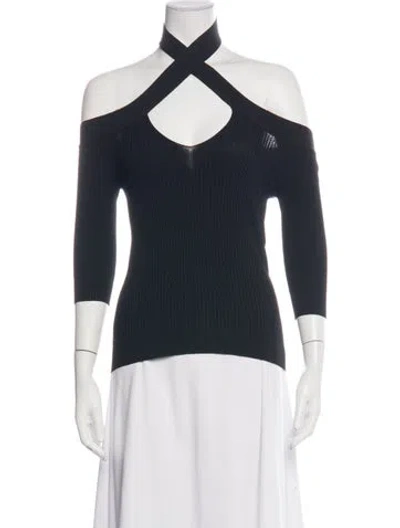 Pre-owned D Exterior Asymmetrical Three-quarter Sleeve Top In Blue