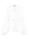 D Exterior Balloon-sleeve Button Top In White