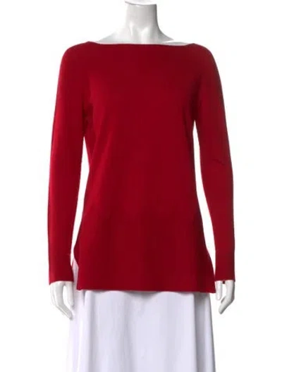 Pre-owned D Exterior Bateau Neckline Long Sleeve Top In Red