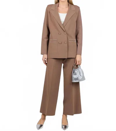 D Exterior Beaded Trim Blazer In Mocha In Brown
