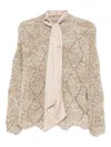 D Exterior Beige Knit Sweater With Openwork Design In Neutral
