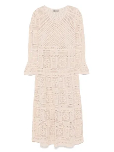 D Exterior Beige Long Dress With Lace And Slip Dress In Pink