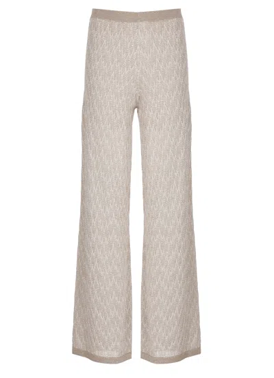 D Exterior Beige Lurex Viscose Palazzo Wide-leg Pants In Gray