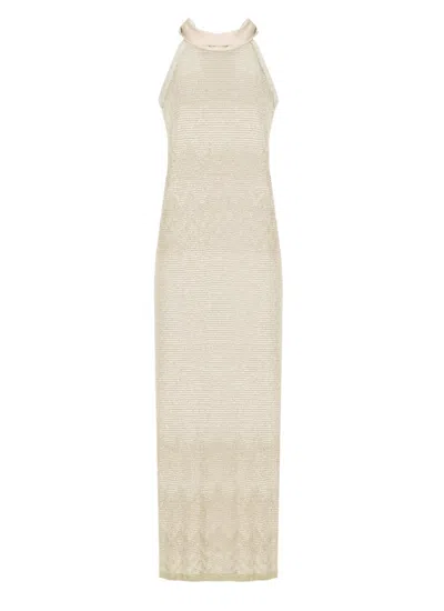 D Exterior D. Exterior Beige Viscose Dress In Green