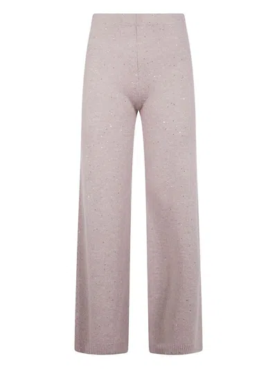 D EXTERIOR BEIGE WIDE-LEG TROUSERS WITH CABLE KNIT DETAILING