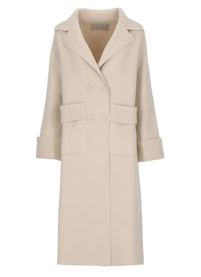 D Exterior Beige Wool Double-breasted Coat In Gray