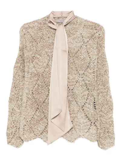 D EXTERIOR Beige sweater with bow detail D EXTERIOR