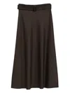 D Exterior Tailored A-line Grey Skirt With Matching Belt In Brown