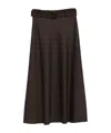 D Exterior Tailored A-line Grey Skirt With Matching Belt In Brown