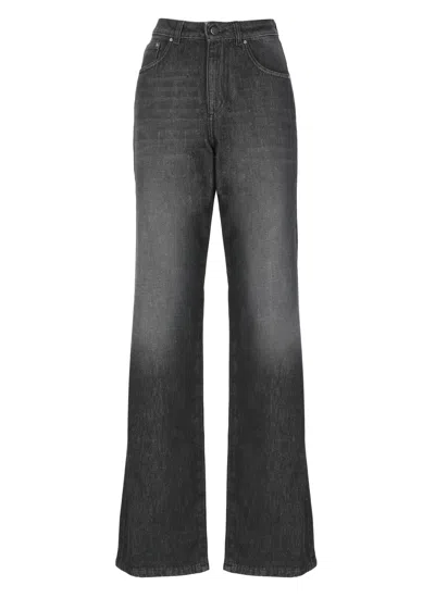 D Exterior Black Faded Cotton Denim Jeans In Gray