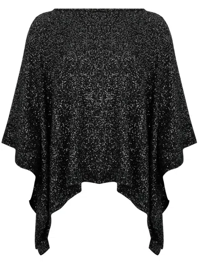D Exterior Black Lurex Effect Alpaca Cape