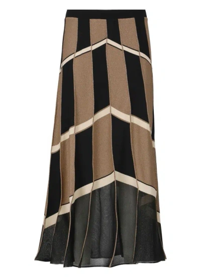 D Exterior Black Pleated Skirt In Multicolor