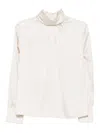 D Exterior Long-sleeved High-neck Blouse With Button Closure In Neutral