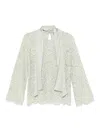 D Exterior Dexterior Green Shirt With Delicate Lace Overlay In Multi