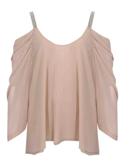 D Exterior Georgette Tunic Blouse In Brown