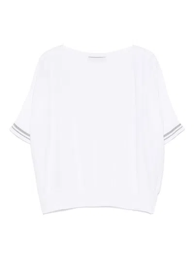 D Exterior Boat Neck T-shirt In White