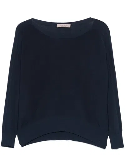 D Exterior Boat Neckline T-shirt In Navy Blue