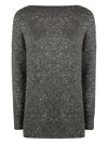 D Exterior D. Exterior Boatneck Sequins Soft Long Sweater In Green