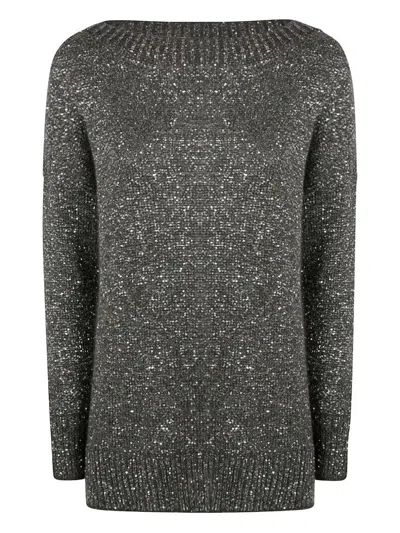 D EXTERIOR D. EXTERIOR BOATNECK SEQUINS SOFT LONG SWEATER,61305 17BOS FOREST