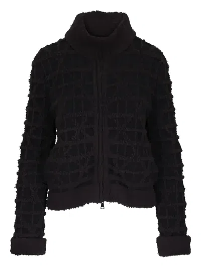 D Exterior Bouclé Zip-up Jacket In Black