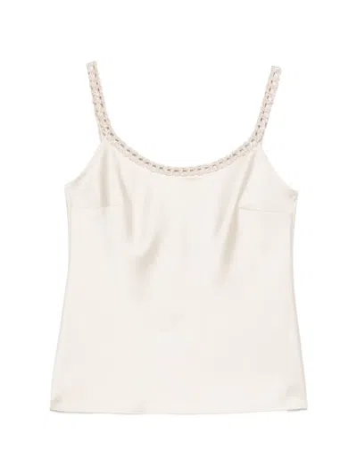 D Exterior Braided-trim Top In White