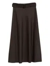 D Exterior Brown Midi Skirt With Belt