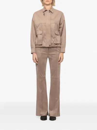 D Exterior Button-fastening Jacket In Brown