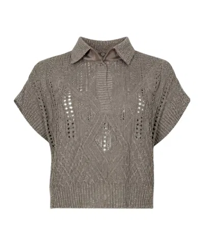 D Exterior Button-up Knit Sweater In Gray