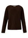 D Exterior Crew Neck Long Sleeve Sweater In Brown