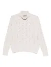 D Exterior Cable-knit Turtleneck Sweater In Neutral