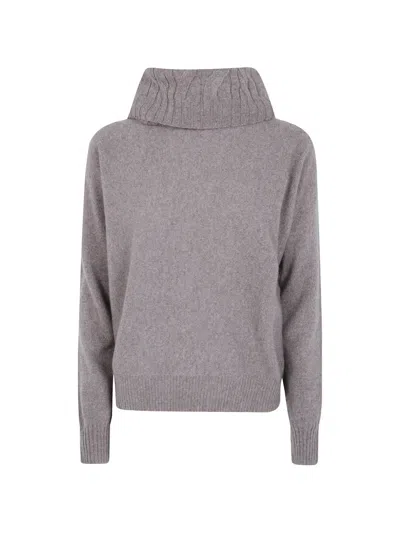 D Exterior Cable-knit Roll-neck Sweater In Gray