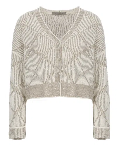 D Exterior Cardigan With Paillettes In Gray