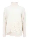 D Exterior Cashmere And Wool Sweater With Embroidery In White