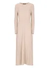 D Exterior Round-neck Long-sleeves Midi Dress In Neutral