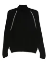 D Exterior Cashmere-blend High Neck Sweater With Metallic Accents In Black