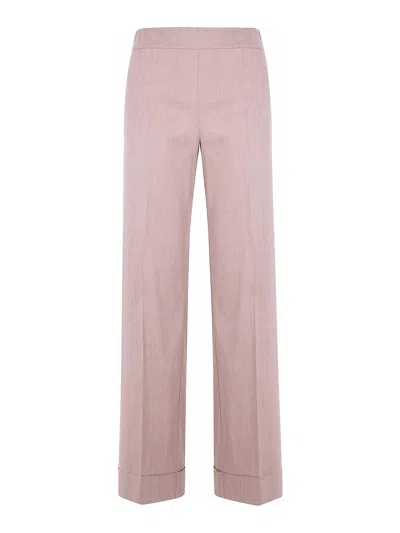 D Exterior Changing Linen Straight Trousers In Brown