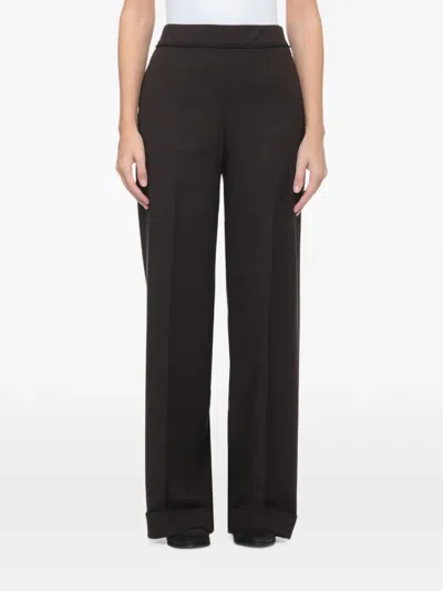 D Exterior Check Turn-up Trousers In Brown