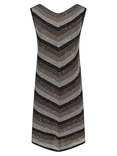 D Exterior Chevron Knit Midi Dress With Sublime Shimmer In Black