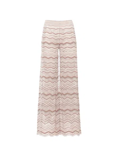 D Exterior Chevron Palazzo Pants In Orange