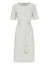 D Exterior Chevron-pattern Belted Midi Dress In Green