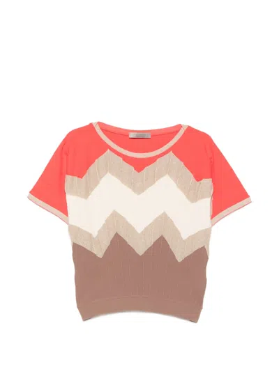 D Exterior Chevron Short-sleeve Ribbed T-shirt In Neutral